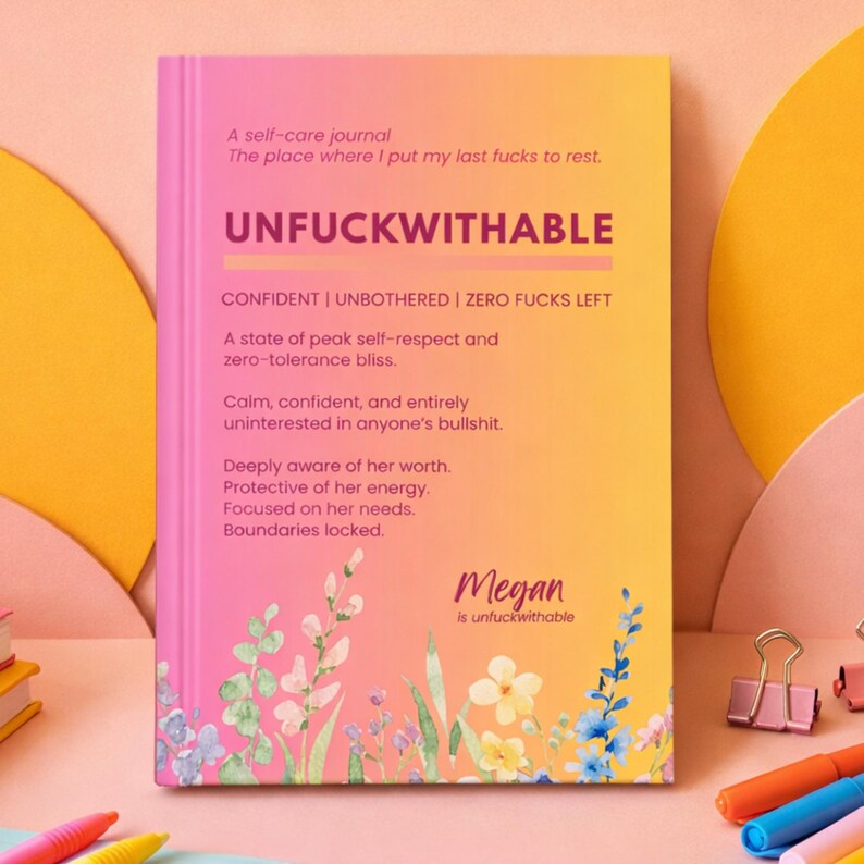 sarcastic journal for women pink and yellow journal wildflower pattern notebook manifestation journal for her funny stress relief gift mental health journaling present wellness journal for mom guided journal healing journal