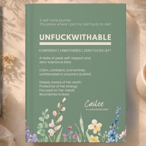 Personalisiertes Self Care Journal Swear Wort Name Notizbuch Emotionale Unterstützung Geschenk für Frauen Hauptcharakter Energie Journaling Buch