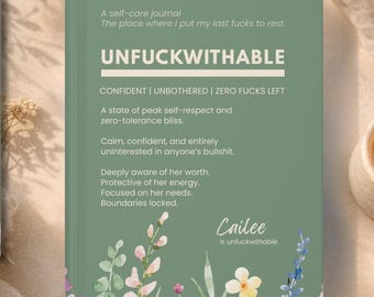 Personalized Self Care Journal Swear Word Custom Name Notebook Emotional Support Gift for Women Main Character Energy Journaling Book