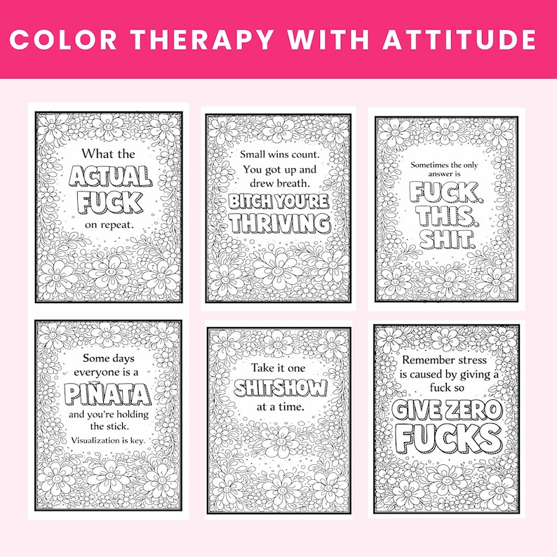 FUNNY swear word adult coloring book snarky quotes adult humor cheer up gift bold and easy mental health printable colouring pages image 8
