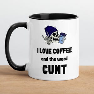 Offensive Coffee Mug Cuss Word Gift Husband Rude Gift Adult Funny Birthday Present Skull Design Ceramic Cup Vulgar Humor Explicit Language
