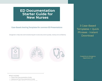 ED Nurse-Dokumentationsleitfaden | Chart-Vorlagen | Neue Nurse bestanden RN | Starterpaket