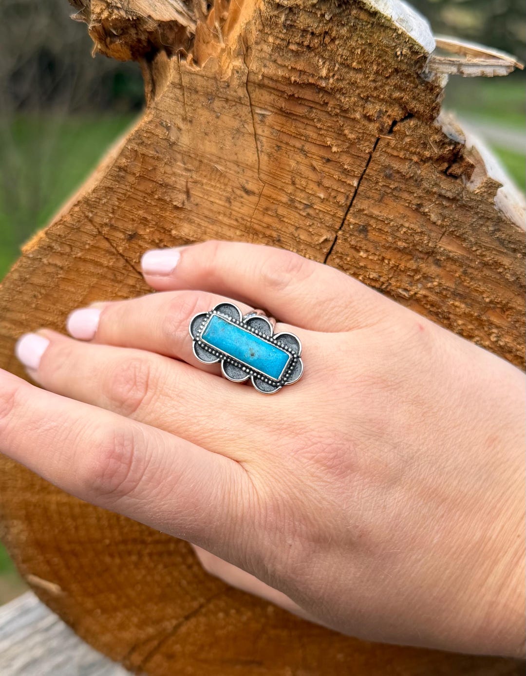 Kingman Turquoise and Sterling Silver Ring - Etsy