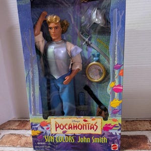 Muñeca coleccionable Disney Pocahontas Sun Colors John Smith 1995 Mattel 13329 NRFB