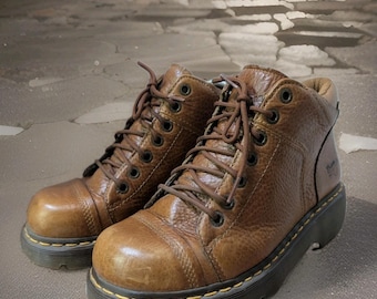 Vintage Dr. Martens Yolanda Brown Leather Boots Women 10 US - UK 8 - EU 42 Y2K Chunky Grunge