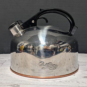 Revere Ware 2 qt Whistling Tea Kettle Stainless Steel Copper Bottom Korea H96-C