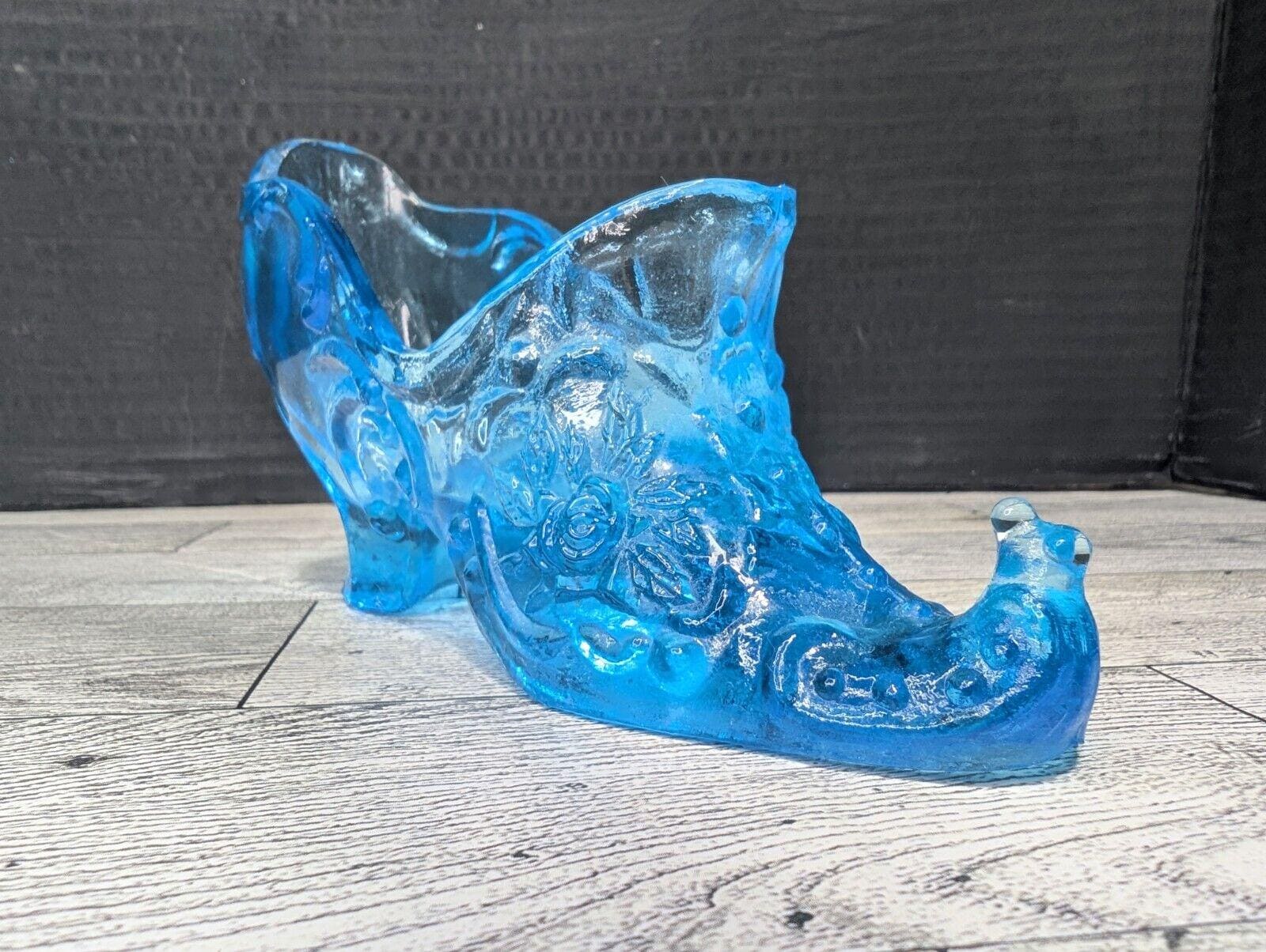 Vintage Blue Glass Shoe - Etsy
