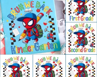 Superhero Back To School Png Bundle, Bruh We Back, Pre-k 1st/2nd/3rd/4th/5th Grade, Cartoon 1st Day Of School, Boy School, Checkered Teacher