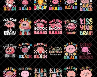 Kiss Your Brain Png bundle,Cute Teacher Appreciation Png,Back To School Png,Teachers Love Brains, Mental Health Png,Teacher Gift,Teacher Png