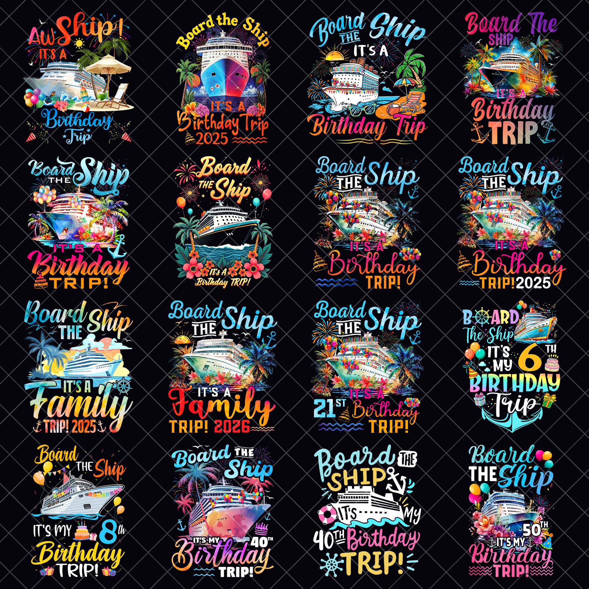 Board The Ship It's A Birthday Trip Cruise Birthday Vacation Png bundle, Cruise Birthday Png, Birthday Trip Png, Cruise Crew Png