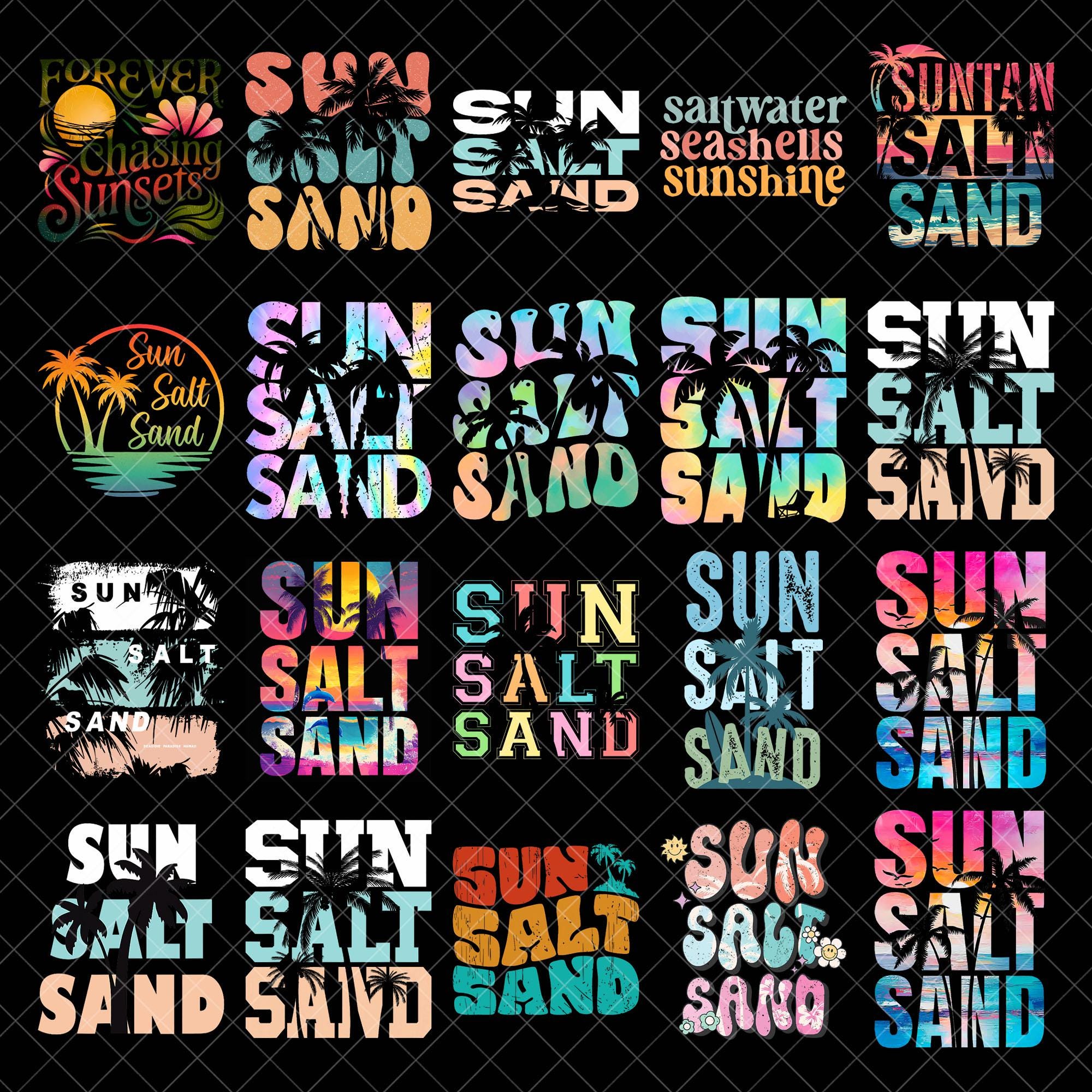Retro Summer Sun Salt Sand Png bundle, Summer Vibes Png, Summer Beach Png , Summer Design, Sunset Salty Summer Vacation Png Sublimation