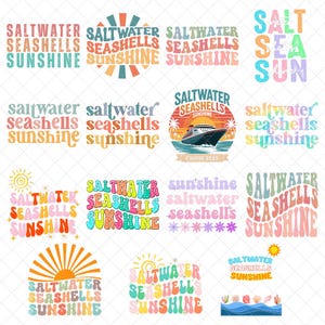 Saltwater Seashells Sunshine Png bunle, Summer png, Beach png, Vacation png, Summer png, Summer Design, Beach Png, Summer Sublimation