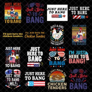 Retro Just Here To Bang Png bundle, 4th of July Chicken Png, Independence Day Png, Fourth Of July Chicken Png, Patriotic Png, American Party