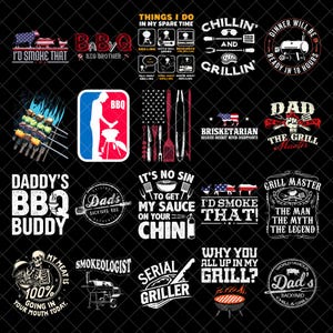 Funny BBQ png Bundle, Grill Dad png, Smoke Master PNG, Father&#39;s Day Gift, Backyard BBQ Sublimation Design