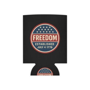 Freedom Can Cooler - Patriotic Drink Sleeve, July 4th Accessories, Independence Day Gifts, BBQ Cooler Holder, Red White Blue Decor