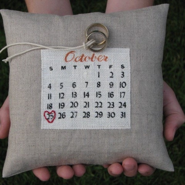 a custom calendar ring pillow... choose your date