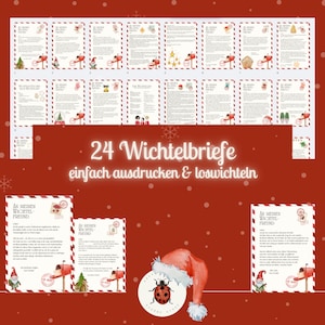 24 Secret Santa letters | digital download | Advent season | Secret Santa post can be personalized | Secret Santa journey Advent calendar | Christmas Secret Santa DIN A4