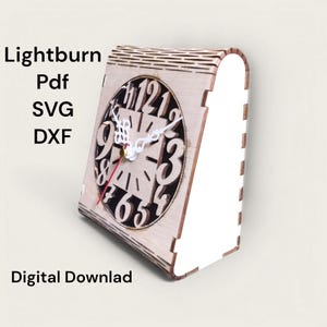 Clocks table top, design laser cutting. Laser cut svg pdf lightburn dxf files, laser pattern.