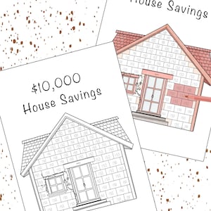 10,000 dollar House saving Saving goal tracker Printable financial planner Money saver motivator downloadable PDF Dollar, Euro, Pound