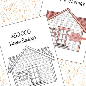 50,000 dollar House saving Saving goal tracker Printable financial planner Money saver motivator downloadable PDF Dollar, Euro, Pound