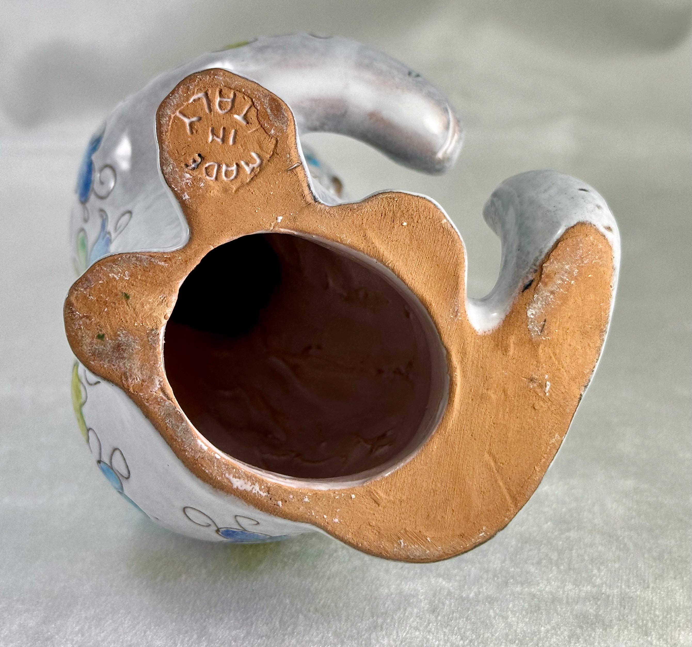 ヴィンテージ イタリア マンチョーリ陶器 レイモア 釉薬 テラコッタ 猫の置物 ヴィンテージ イタリア マンチョーリ陶器 レイモア 釉薬 テラコッタ 猫