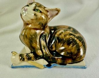 レトロ キッチュ イタリア 陶器 白い CAT フィギュア イタリア 1960