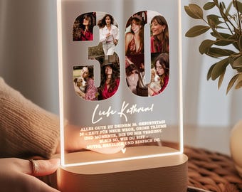 30th Birthday Gift for Wife/Girlfriend: Personalized LED Night Light with Photos - Birthday Gift for Her/Sister/Colleague - Photo Gift