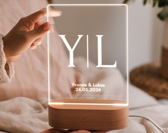 Anniversary gift for him/her, personalized night light with names and date, Valentine's Day, engagement, wedding, gift idea for partner/husband