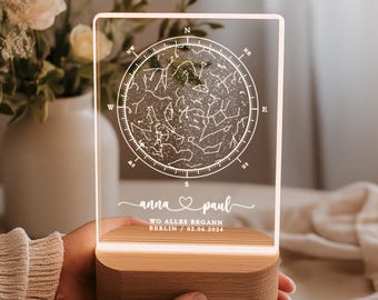Wedding gifts for couples, bride and groom gift idea, personalized star map night light with names, anniversary gift, wedding day