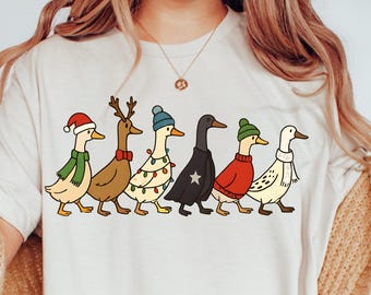 Christmas Duck Shirt, Comfort Colors®, Cute Holiday Ducks Tee, Funny Christmas Gift, Duck Lover Shirt, Animal Christmas Tee, Farm Lover Gift