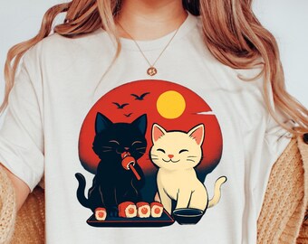 Comfort Colors® Cat Shirt, Sushi Shirt, Kawaii Japanese Cuisine Foodie Tee, Anime Shirt, Cute Cat Lover Gift, Funny Sushi Lover Graphic Tee