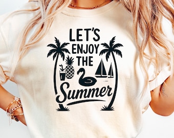 Comfort Colors® Summer Shirt, Retro Vintage Beach Vibes Graphic Tee, Flamingo Pineapple Palm Sailboat, Tropical Vacation Gift, Trendy Unisex