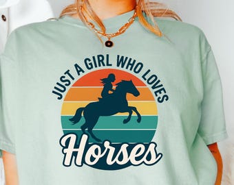 Horse Shirt, Comfort Colors®, Horse Lover Gift, Cowgirl Western Graphic Tee, Retro Equestrian T-Shirt for Women, Horse Birthday Gift