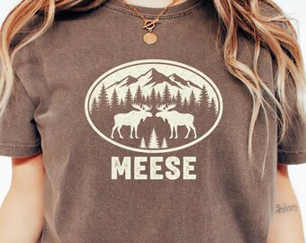Comfort Colors® Moose Shirt, Loves Moose Gift, Animal Lover Gift, Camping Tee, Mountain Shirt, Forest Shirt, Hiking Shirt, Wild Animal Shirt