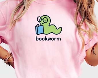 Comfort Colors® Bookworm Shirt, Bookish Shirt, Reading Teacher Tee, Librarian Gift, Book Lover Gift, Book Club Shirt, Back To School, Retro