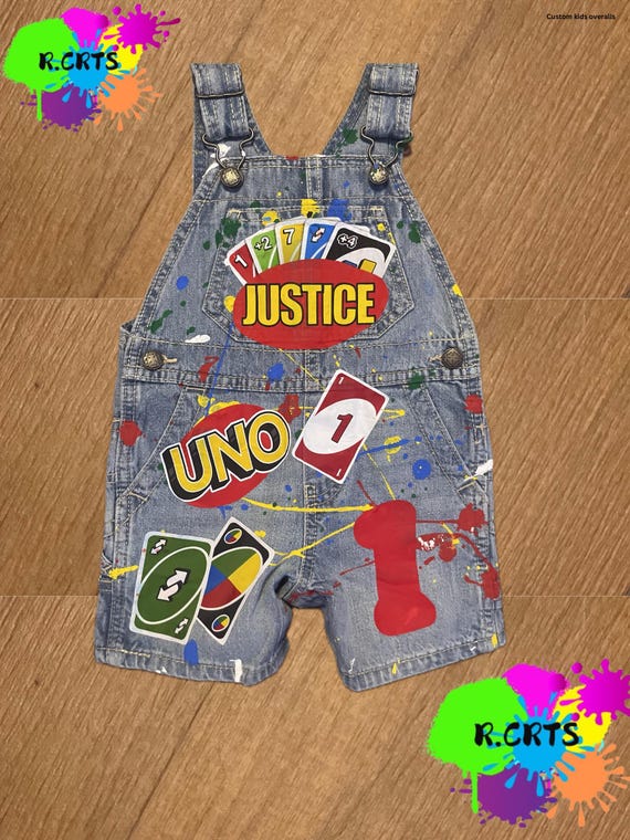 Custom Overall Short  Set -  Any Theme Boy/Girl - Birthday Set - Kids Birthday Outfit - Shortall Birthday Custom Card Game