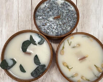 Aromatherapy Spa Soy Candle Set: Chamomile, Eucalyptus, Lavender Trio