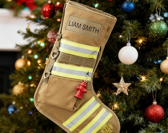 2025 Personalized Christmas Stockings - Custom Name Family Stocking Firefighter Stocking Fire Department Gift Xmas