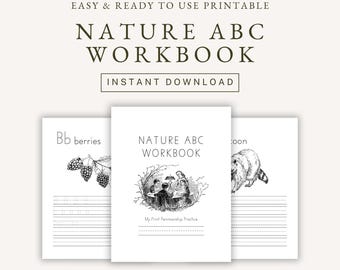 ABC Penmanship Practice | Nature ABC Writing Workbook | Homeschool Letter Writting