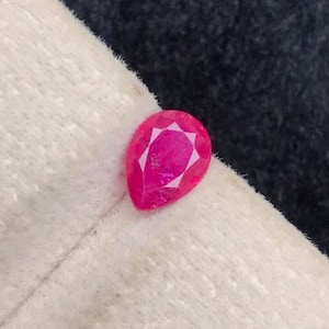 Afghani Pinkish Red Ruby Gemstone 0.80 CT Natural Ruby Stone , Unheated Pear Cut Ruby For Ring , Ruby Loose Gemstone July Birthstone