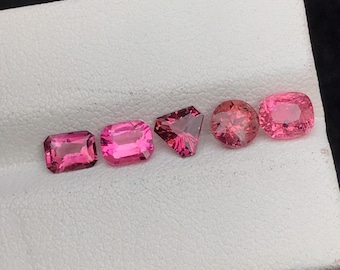 5 Pcs Hot Pink Tourmaline Lott 3 CT Natural Tourmaline Gemstone , Mix Faceted Cut Tourmaline For Jewelry , Tourmaline Loose Gemstone