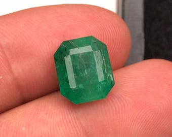 Piedra preciosa esmeralda natural de 6 quilates, color verde intenso, esmeralda afgana tallada para anillo, piedra preciosa esmeralda suelta, piedra de nacimiento de mayo.