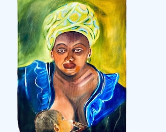 Pintura de retrato da Madona Negra com o Menino Jesus