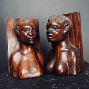 Vintage African Handcarved Bookends