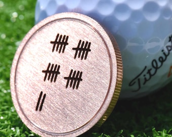 Personalized Copper 22nd Anniversary Golf Ball Marker: Engraved Tally Marks
