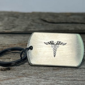 Personalized Medical ID Keychain: Silver Finish, Custom Engraved