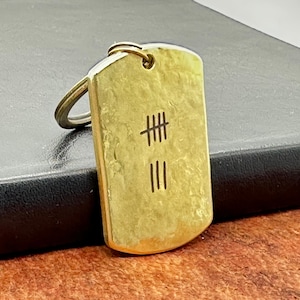 Bronze 8th Anniversary Keychain: Engraved Tally Marks, Custom Date