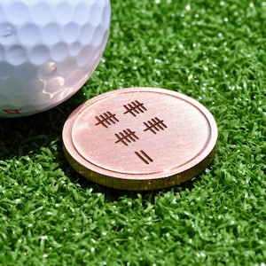 22nd Anniversary Golf Ball Marker Engraved Copper Golf Gift 22 Tally Marks Golf Marker Personalized Golf Gift for Husband Custom Golf Token