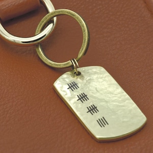 19th Anniversary Bronze Keychain Engraved Tally Marks Keychain Custom Wedding Date Gift Personalized Anniversary Gift for Husband