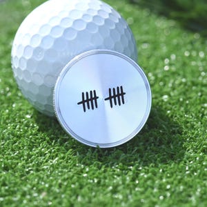 10th Anniversary Golf Ball Marker  Aluminum with Knurled Edge 10 Tally Marks Personalized 10 Year Anniversary gift for him